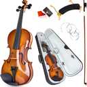 Kmise 4/4 Full Size Set, 4 Solid Wood Fiddle for Adults Beginners Students Kids, with Hard Case with Hygrometer, Violin Bow, Shoulder Rest, Extra Strings (MI3415)