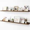 Acovy Picture Ledge Shelf, Wood Long Floating Shelves for Wall, Set of 2, 48 inch Picture Ledge Shelves, Photo Ledge Nursery Book Shelves Wall Mounted for Living Room Kids' Room Bedroom, Color Walnut