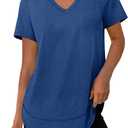 XIEERDUO Womens Workout Tops Short Sleeve Shirts Quick Dry Outfits for Hiking Running V Neck S-3XL (XX-Large, 07 Dark Blue)