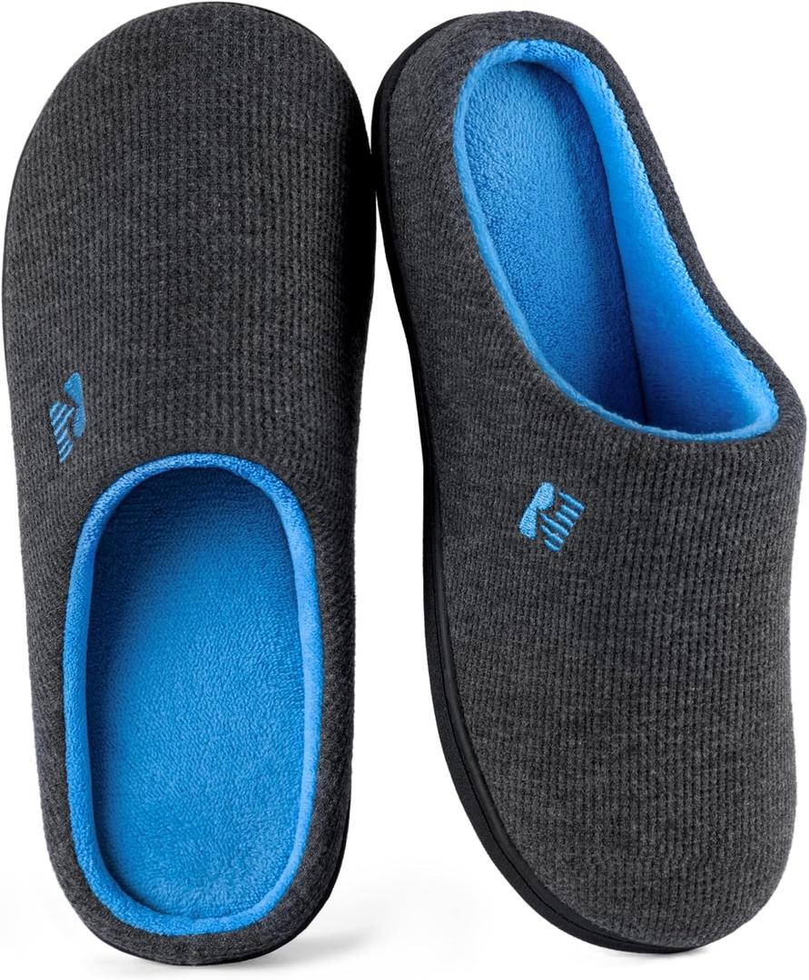 RockDove Women's Original Two-Tone Memory Foam Slipper (9-10, Dark Grey/Blue)