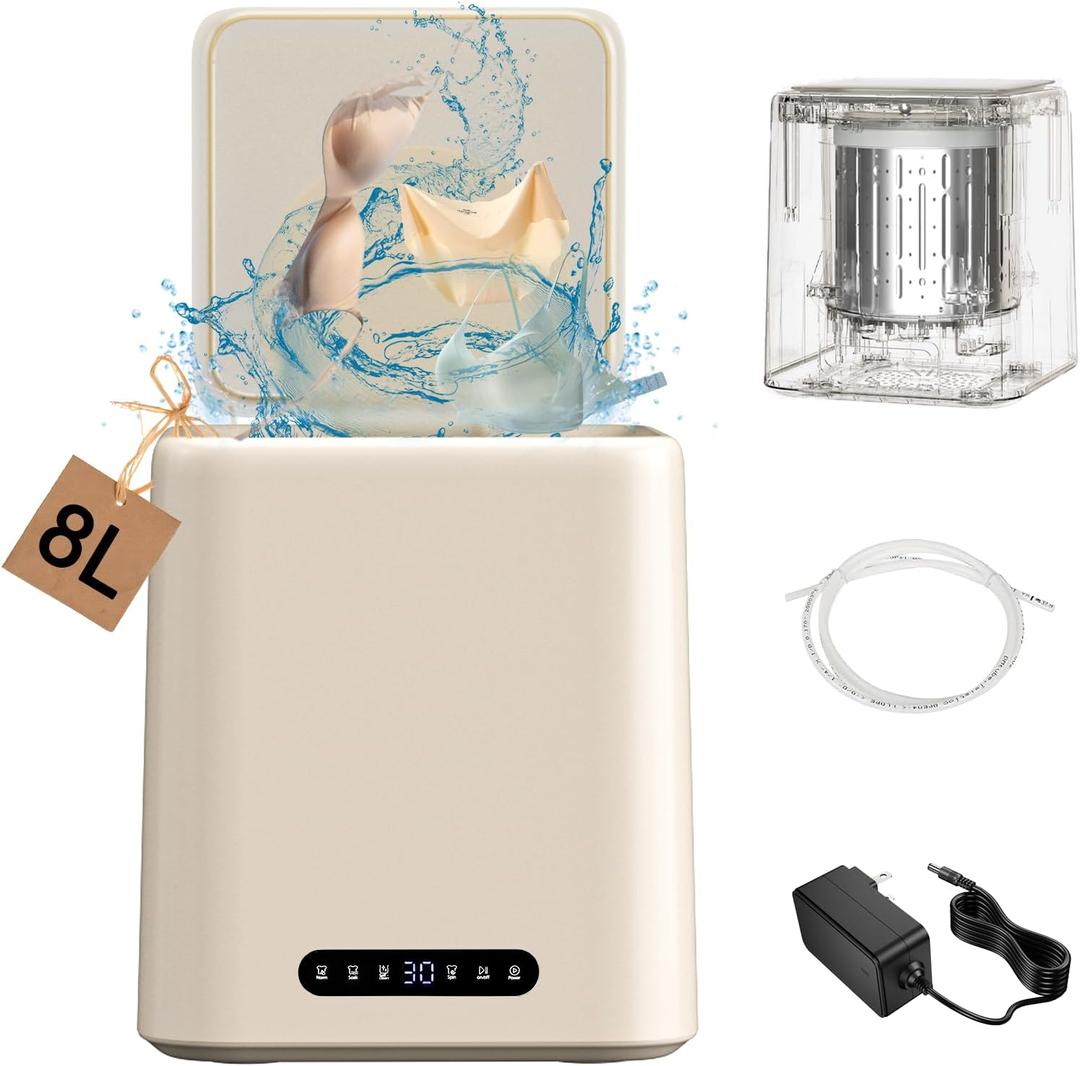 Mini Fully Automatic Washing Machine for Delicates, Ideal for Bras, Underwear, and Socks - Compact and Efficient Laundry Solution (Dimensions 12"D x 12"W x 14"H)