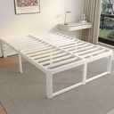 ZTH Full Bed Frame, 14 inch Reinforced Heavy Duty Metal Platform Bed, White