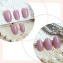Purple Press on Nails Short Almond Fake Nails Reusable False Nails Natural Nails Solid Colour Glossy Glue on Nails Acrylic Nails for Women Girls 24Pcs