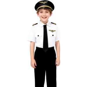 Airline Pilot Costume for Kids Airline Captain Uniform for Halloween Career Day Dress Up Birthday Gifts (3-4 Years)