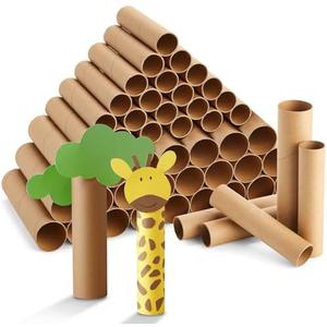 Bright Creations Paper Towel Tubes - 50-Pack Brown Cardboard Tubes, 2 Sizes (1.2 x 6 in & 1.7 x 7.5 in) - Cardboard Roll Crafts & DIY Art Projects