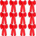 Patelai 12 Pieces Christmas Red Velvet Bows Large Wreath Bow Tie Holiday Bow for Christmas Decoration Outdoor or Indoor Garland Parties Gifts (16 by 10 Inches)