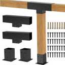 JEXALINE Pergola Kit for 4"x4" Lumber, Heavy Duty Slanted Roof Pergola Brackets with 3-Way & 4-Way Corner Brackets, DIY Gazebo Kit for Outdoor Patio Backyard Garden, Fits Actual 3.6" x 3.6" Wood