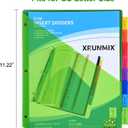 8-Tab Binder Dividers - Index Pockets Divider for 3 Ring Binders, 3-Hole Plastics Sheets Protectors for US Letter Size in 0.5'', 1'', 2'', 3 inch Binders, 8 Colors (XY004) (6 Packs)