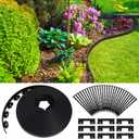 Queekay 148FT 2 Inch Tall Landscape Edging Kit with 70 Spikes 20 Connectors Plastic Garden Landscape Edge Border Flexible Landscaping Edging for Lawn Garden Yard Flower Bed(Black,2 Inch)