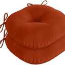 downluxe Bistro Chair Cushions for Patio Furniture, Water-Resistant Round Outdoor Chair Cushions Set of 2 with Non-Slip Ties, 15" x 15", Brick Red