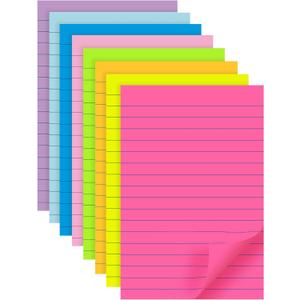 (8 Pads) Lined Sticky Notes 4x6 in Post, 8 Colors Self Sticky Notes Pad Its, Bright Post Stickies Colorful Big Rectangular Sticky Notes for Office, Home, School, Meeting, 40 Sheets/pad
