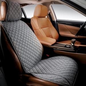IVICY Linen Car Seat Cover for Cars - Non-Slip Soft & Breathable - Front Car Seat Protector Covers Universal Fits Most Automotive, Vans, SUVs, Trucks - 1 Unit - Gray (GRAY HYB LN)