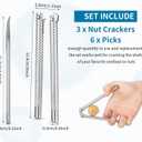 9 Pieces Nut Cracker Tool with 3 Nut Crackers and 6 Picks Stainless Steel Nutcracker Metal Shell Cracker for Seafood Nuts