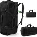 Haimont 60L Foldable Duffle Bag Backpack with Shoe Compartment, Large Travel Duffel for Gym, Sports, Luggage, Camping, Men & Women, Black