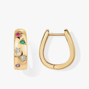 PAVOI 14K Gold Plated 925 Sterling Silver Posts Chunky Huggie Earrings for Women | Multi-Colored Cubic Zirconia Statement Hoop Earrings