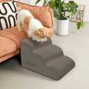 Mesa Lemon Dog Steps for Small Dogs, 4-Step Pet Ramp Stairs for High Beds and Sofa, Non-Slip Pet Stairs for Small Dogs and Cats, Removable and Easy to Clean Cover, Light Brown