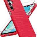 FNTCASE for Galaxy A17/A16 5G Phone Case - Samsung A17 Military Grade Drop Protection, 14ft Drop Tested, Screen Protector Included, Anti-Slip Matte Textured, TPU+PC Dual Layer Shockproof Cover (Red)