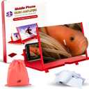 Mobile Phone Magnifier, Foldable Mobile Phone Magnifier Projector Screen, Ultra-HD Magnifying Screen for Easy TV Viewing Orientation for Landscapes, Supports All Smartphones (1PCS Red)