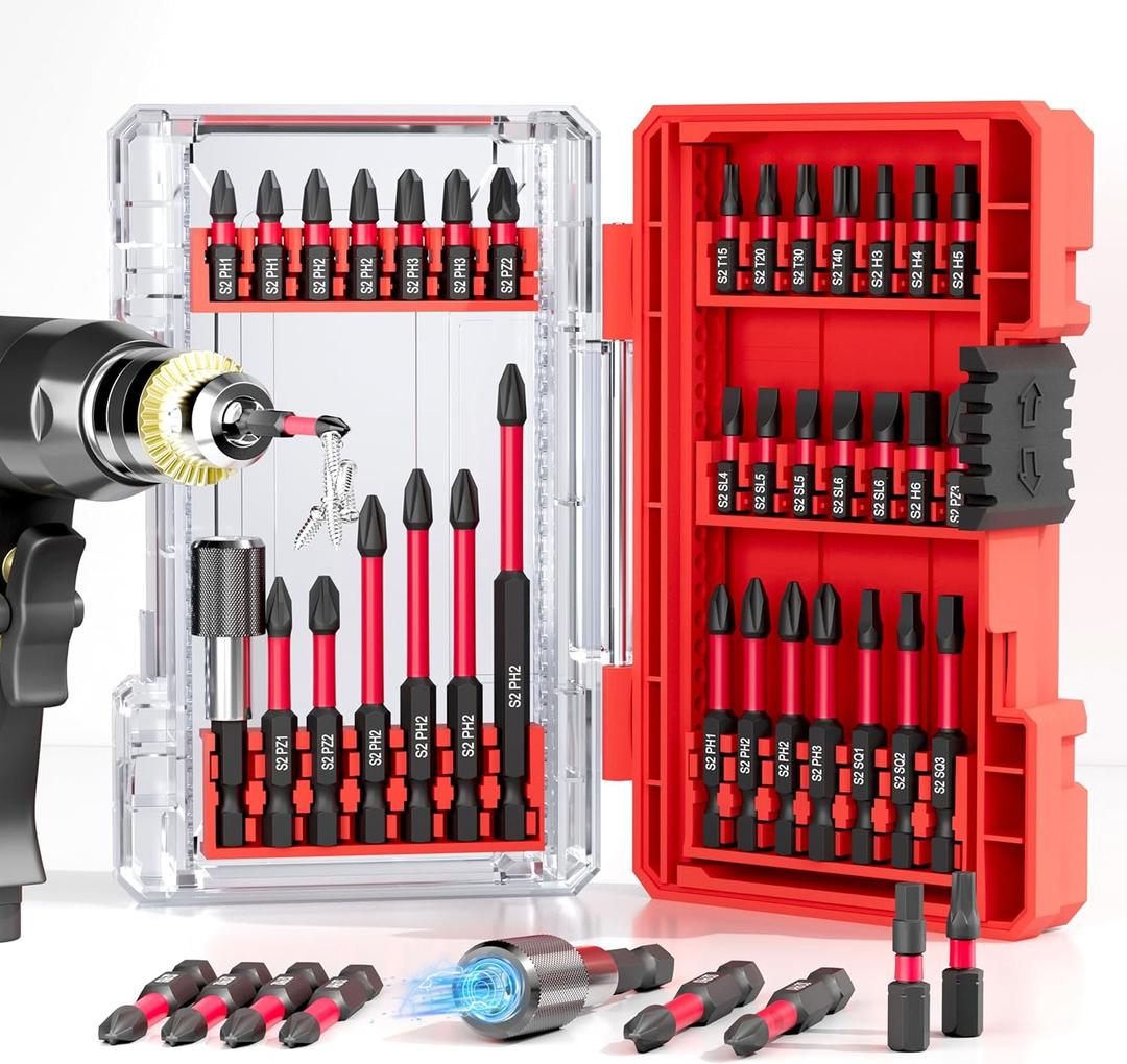35Pcs Screwdriver Bits Set S2 Steel Screwdriver Impact Kit With a Storage Case, Used for Power Screwdrivers and Electric Drill Drivers