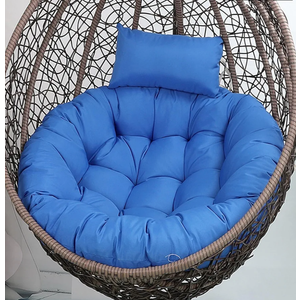 Outdoor Egg Chair Cushion Waterproof with Headrest Pillow Blue Thicken Hanging Chair Cushions Replacement for Proch Patio Backyard Furniture (Only Cushion) 45x45*4inch
