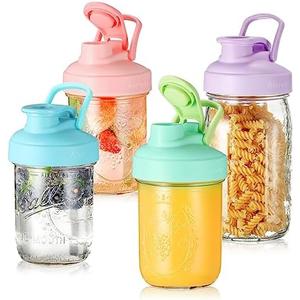 Aieve Mason Jar Lids, 2 Pack Wide Mouth Mason Jar Pour Spout Lid, Canning with Flip Top Lid, Leak-Proof