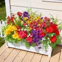 16 Bundles Artificial Flowers for Outdoors, UV Resistant Silk Faux Flowers for Outside Planters,Garden,Porch,Yard,Home Decor(Mixed Color)