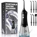 Water Flosser for Teeth Cleaning and Flossing, 5 Modes Rechargeable Cordless Oral Irrigator 320ml Water Tank Teeth Cleaner, IPX7 Waterproof Portable Electric Dentel Flossers for Home and Travel,Black