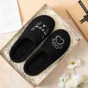 ULTRAIDEAS Women's Cozy Slippers - Warm Felt Indoor House Slippers with Memory Foam, Cute Cat Face Design, Perfect Holiday Gift for Home Bedroom Lounge (9-10, Black)
