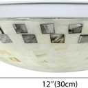 LITFAD 2 Bulbs Shell Shade Flush Mount Ceiling Lights Stain Glass Ceiling Lamp 1-Light Farmhouse Style Mosaic Pendant Light in Off-White for Bedroom Living Room Hotel Cafe