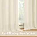 LAMIT Light Beige Linen Textured Curtains for Bedroom, Grommet Light Filtering Thick Burlap Natural Curtains Noise Reducing Window Treatment Drapes for Nursery/Kitchen, Set of 2 Panels, W42 x L54