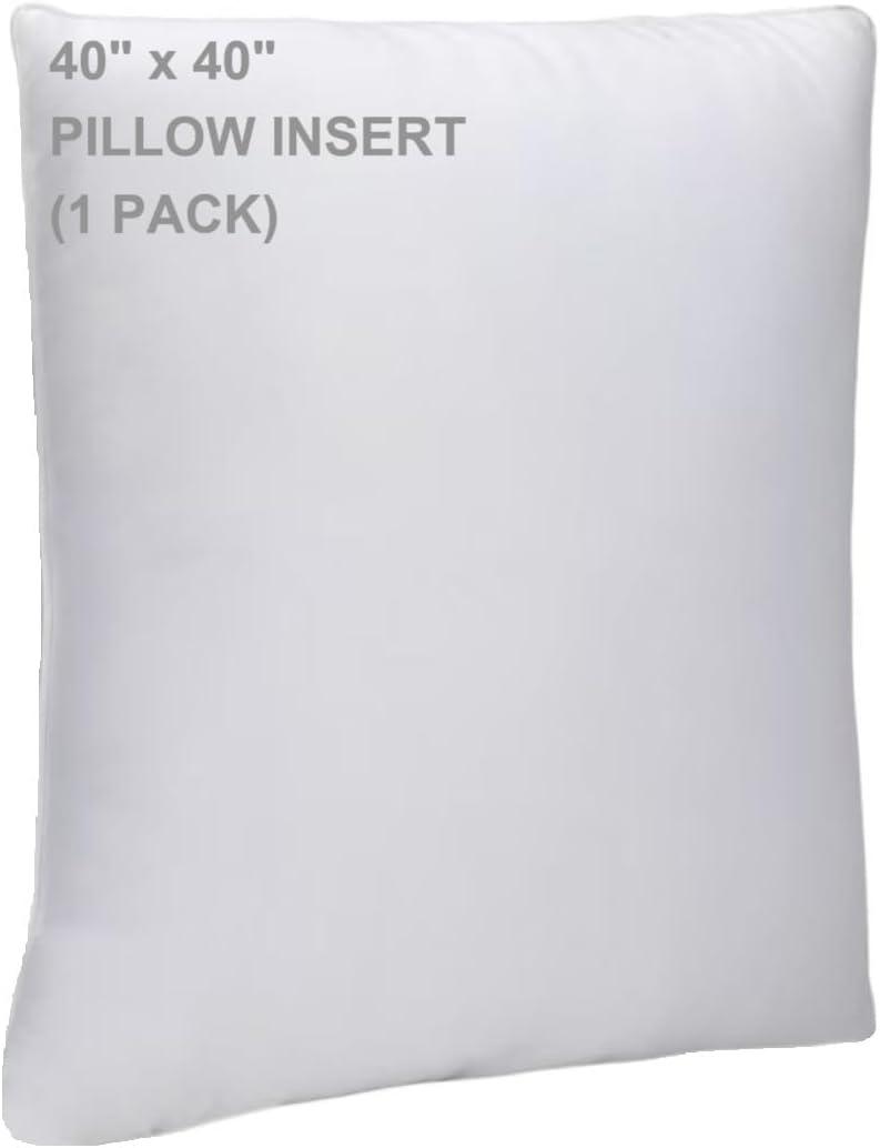 WINGLAM 40x40 Inch Throw Pillow Insert, Hypoallergenic Down Alternative Square Decorative Pillow, Ultra Soft Lightweight Polyester Sham Stuffer for Couch Bed Sofa, 1 Pack White, 40x40 Inches of one
