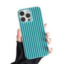 Sayoaho Compatible with iPhone 16 Pro Max Case, Fashion Cute Striped Aesthetic Design for Women, Soft TPU Shockproof Phone Case for iPhone 16 Pro Max 6.9 inch, Teal