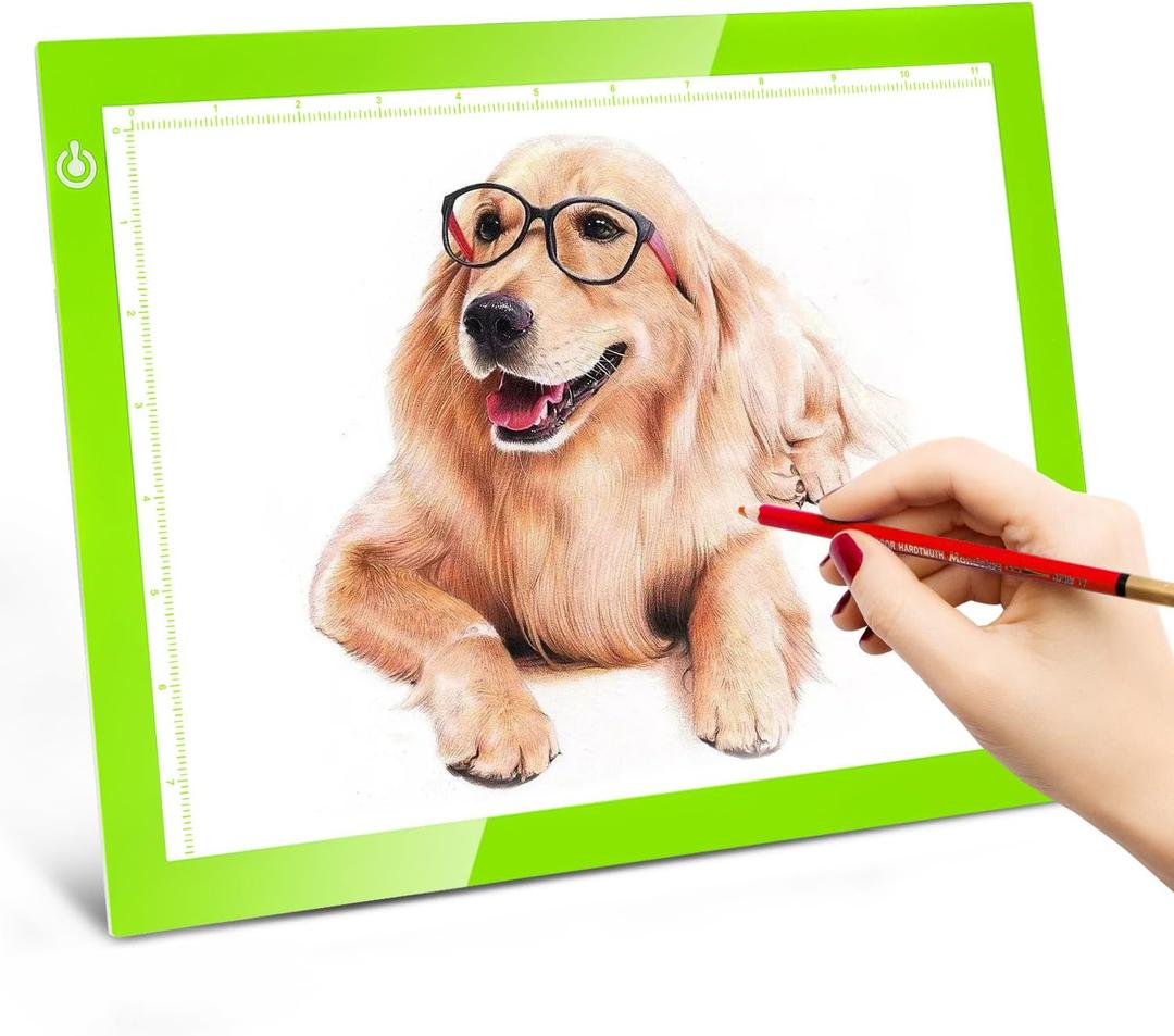 Portable A4 LED Copy Board Light Tracing Box, Green Ultra-Thin Adjustable USB Power Artcraft LED Trace Light Pad for Tattoo Drawing, Streaming, Sketching, Animation, Stenciling