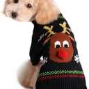 NACOCO Pet Holiday Festive Deer Reindeer Cat Sweater Dog Sweater Winter Clothing Teddy Poodle Autumn Winter Clothes Pet Clothes Dog Clothes (Red Nose, Large) (Large (Pack of 1))