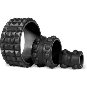 Chirp Wheel XR 3P Massage Roller Set - 10 Acupressure, 6 Knot-Kneading Thumb, 4 Neck & Headache Tension Relief, High Density Foam Massage Rollers for Back & Neck Pain, 500lbs Capacity, Black