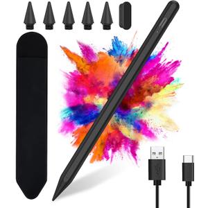 Stylus Pen for iPad 9th&10th Generation, Fast Charge for iPad Pencil, Stylus Pen with Palm Rejection, Pen for iPad Pro 11/12.9 inch(2018-2023), iPad Mini 5/6/Air 3/4/5, iPad 6/7/8/9/10 (Black)