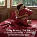 CozyLux Satin Sheets King Size Sheet Set - Silky Soft Bedding Similar to Silk, 6 Piece Sheets for Hair and Skin, Deep Pocket with All-Around Elastic, Home Decor for Bedroom, Burgundy