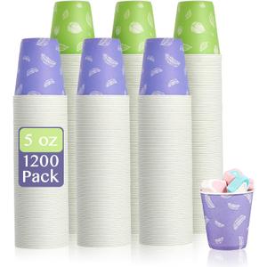 LITOPAK 1200 Pack 5 oz Paper Cups, Colorful Samll Disposable Paper Bathroom Cups for Parties, Travel, and Events