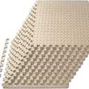 ProsourceFit Exercise Puzzle Mat 1/2-inch, EVA Interlocking Foam Floor Tiles for Home Gym, Workout Equipment, Kids Play Areas, Beige, 48 SQ FT - 12 Tiles