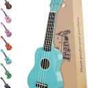 Trendy Soprano Ukulele for Beginners 21 Inch Hawaiian Wood Ukelele for Adult Student Starter (Light Blue)