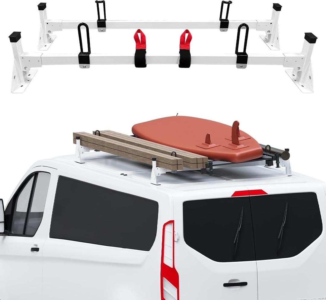 Ladder Roof Rack Fit for Ford 2015-2025 Transit 150 250 350 Heavy Duty Ladder Roof Rack for Cargo Van, 500lbs Load Capacity (2 Crossbars)
