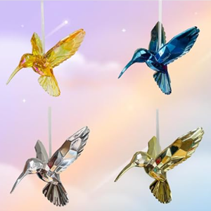 Set of 4 Dark Green Acrylic Hummingbird Suncatchers, 3D Spirit Birds Ornaments for Indoor Window, Multi-purpose Decor for Celebratory Events