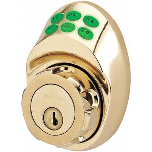 Master Lock Keyed Entry Door Lock, Nightwatch Single Cylinder Deadbolt with Electronic Keypad, Polished Brass Lock, DSKP0603PD