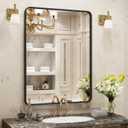 24x30 Inch Black Matte Framed Bathroom Mirror for Wall, Rounded Corner Rectangle Vanity Mirror, Tempered Glass, Anti-Rust, Shatterproof (Horizontal/Vertical)