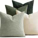 ZONYO Throw Pillow Covers 18x18 Set of 4, Sage Green Soft Plush Chenille Decorative Cushion Covers for Couch Sofa Bed, Fade Resistant Washable,Boho Farmhouse Living Room, Bedroom, Outdoor Decor