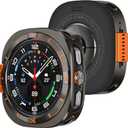 Amizee Metal Case Compatible with Samsung Galaxy Watch Ultra Case (2025/2024) 47mm with Back Cover, Rugged Protective Bumper Cover for Galaxy Watch 7/8 Ultra, Graphite/Orange