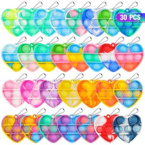 Pop Fidget Toys Bulk Its Valentines Day Gifts for Kids Classroom 30 Pack Valentine Party Favors for Kids Mini Pop Heart Keychain It Fidgets for Classroom Prizes Exchange Birthday Goodie Bag Stuffers Pack Of 2