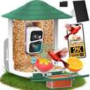 birdsnap TUC Bird Feeder with Camera 2K HD, Solar Panel 32GB Card 4-in-1 Perch, 160View Auto Detect & Notify AI Identify Video Bird Camera Wireless Outdoors Ideal Gift for Birds Lover (Dark Green)