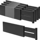 Utoplike Bamboo Dresser Drawer Dividers, 4'' High Adjustable Drawer Organizers for Clothing, Spring Loaded, Works in Kitchen, Bathroom, Bedroom, Drawer, Desk, 4 PCS, Black