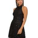 Aiden Beaded Halter Swing Dress, Black Size 6